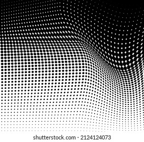 Black and white halftone texture flowing wave