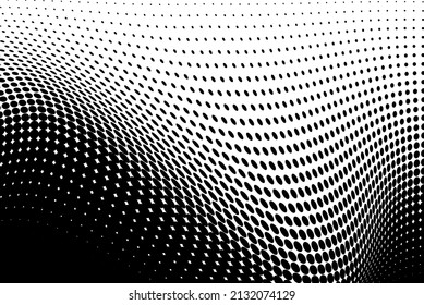 Color negro y blanco de la textura de media tonalidad que fluye la ola