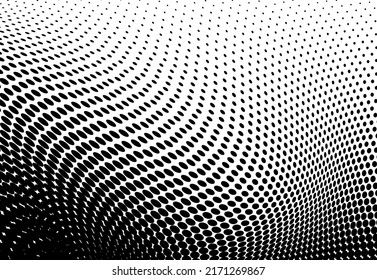 Black and white halftone texture flowing wave