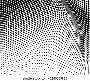 Black and white halftone texture flowing wave