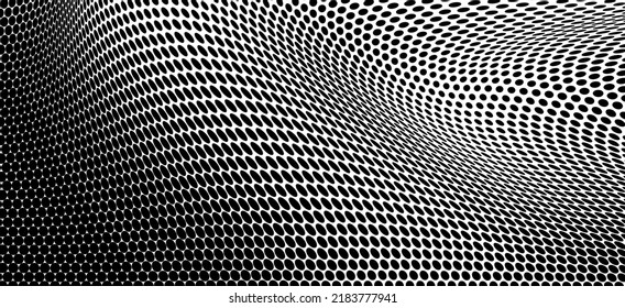 Black and white halftone texture flowing wave