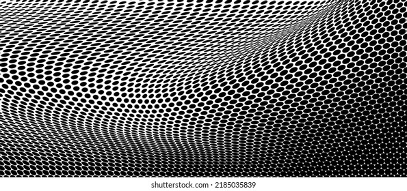 Black   white halftone texture flowing wave