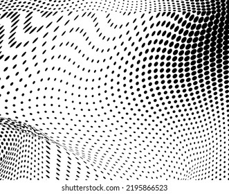 Black and white halftone texture flowing wave