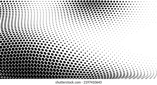 Black and white halftone texture flowing wave