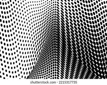 Black and white halftone texture flowing wave