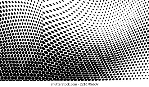 Black and white halftone texture flowing wave