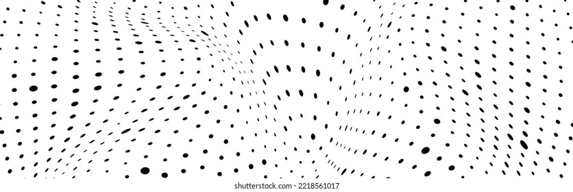 Black and white halftone texture flowing wave