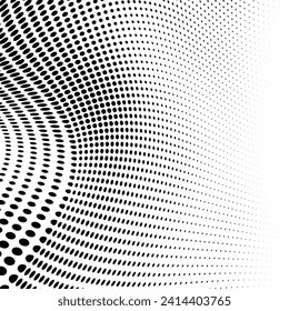 Black and white halftone texture in the form of a wave