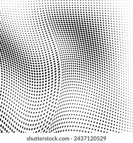 Black and white halftone texture in the form of a wave