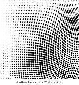 Black and white halftone texture in the form of a wave