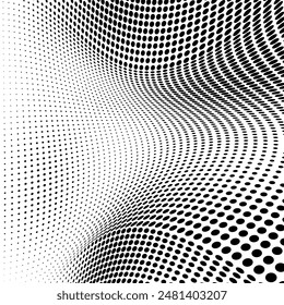 Black and white halftone texture in the form of a wave