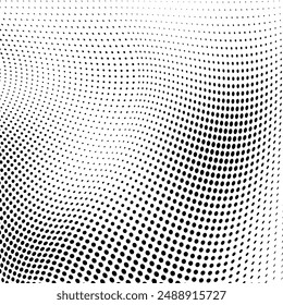 Black and white halftone texture in the form of a wave