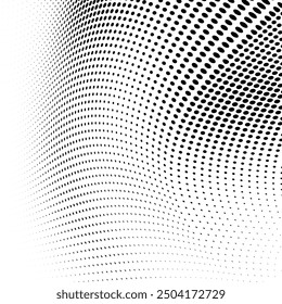 Black and white halftone texture in the form of a wave