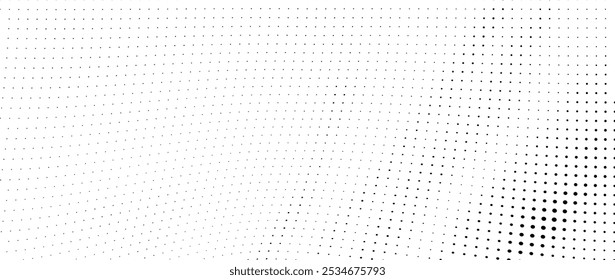 Black and white halftone texture. Waves of black dots on a white background
