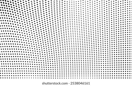 Textura semitono blanco y negro. Olas de puntos negros sobre un fondo blanco
