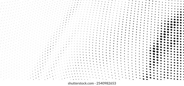 Black and white halftone texture. Waves of black dots on a white background