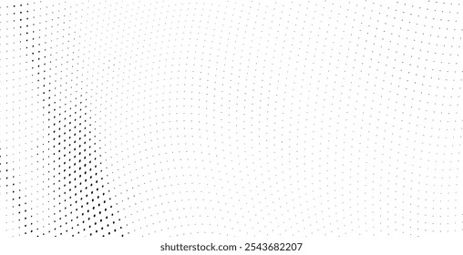 Schwarz-weiße Rastertextur. Wellen schwarzer Punkte auf weißem Hintergrund