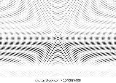 Black and white halftone vector background. Horizontal dot gradient. Small dotwork surface. Frequent dotted halftone. Retro halftone overlay. Vintage distressed effect. Monochrome perforated texture