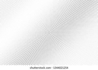 Black and white halftone vector background. Diagonal gradient on pale dotwork texture. Faded dotted halftone. Retro halftone overlay. Vintage distressed effect. Monochrome perforated texture