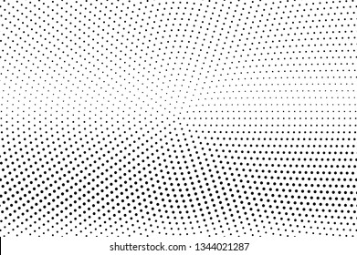Black and white halftone vector background. Horizontal gradient on micro dotwork texture. Centered dotted halftone. Retro halftone overlay. Vintage distressed effect. Monochrome perforated texture