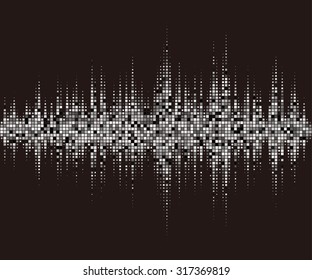  Black and white halftone vector sound waves. Music square waveform background.You can use in club, radio, pub, party, DJ, concerts, recitals or the audio technology advertising background. 