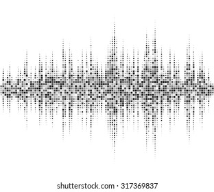 Schwarz-Weiß-Vektorillustration-Schallwellen. Musik quadratischer Wellenform Hintergrund.Sie können in Club, Radio, Pub, Party, DJ, Konzerte, Erwägungsgründe oder die Audio-Technologie Werbe-Hintergrund. 