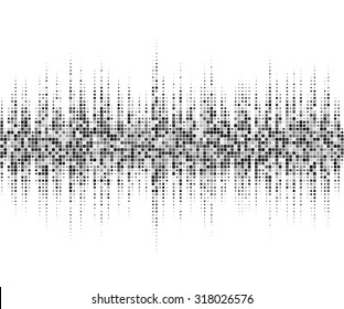 Black and white halftone vector sound waves. Music square waveform background.You can use in club, radio, pub, party, DJ, concerts, recitals or the audio technology advertising background.
