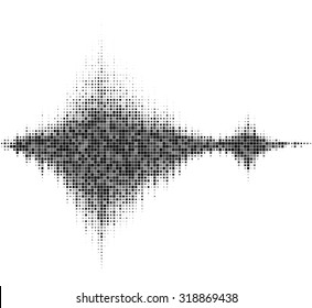 Black and white halftone vector sound waves. Music square waveform background.You can use in club, radio, pub, party, DJ, concerts, recitals or the audio technology advertising background.