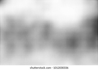 Black and white halftone vector. Texture of dots of ink in a gradient. A pattern of randomly distributed elements for print and design