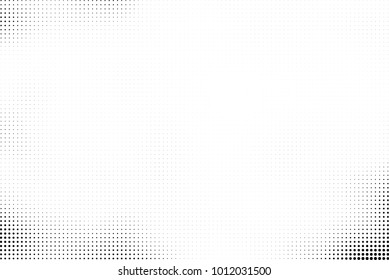 Black and white halftone vector. Texture of dots of ink in a gradient. A pattern of randomly distributed elements for print and design