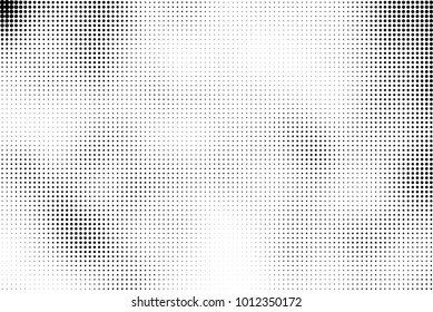 Black and white halftone vector. Texture of dots of ink in a gradient. A pattern of randomly distributed elements for print and design