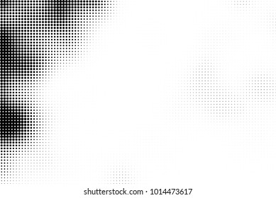 Black and white halftone vector. Texture of dots of ink in a gradient. A pattern of randomly distributed elements for print and design