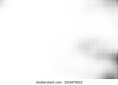 Black and white halftone vector. Texture of dots of ink in a gradient. A pattern of randomly distributed elements for print and design