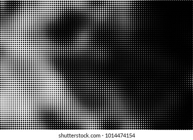 Black and white halftone vector. Texture of dots of ink in a gradient. A pattern of randomly distributed elements for print and design