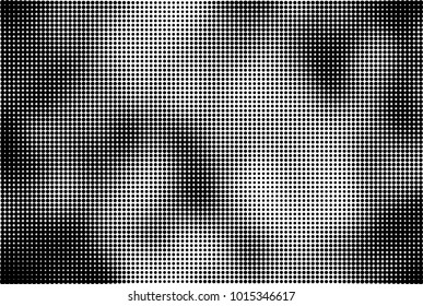 Black and white halftone vector. Texture of dots of ink in a gradient. A pattern of randomly distributed elements for print and design