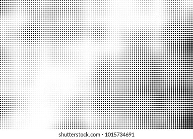 Black and white halftone vector. Texture of dots of ink in a gradient. A pattern of randomly distributed elements for print and design