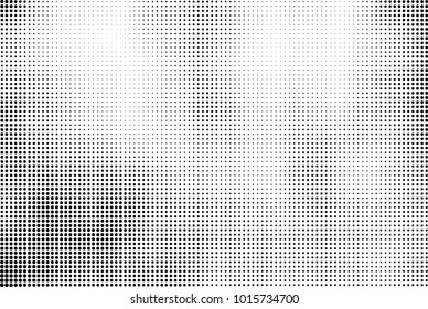 Black and white halftone vector. Texture of dots of ink in a gradient. A pattern of randomly distributed elements for print and design