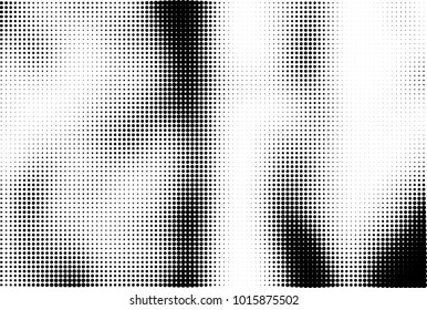 Black and white halftone vector. Texture of dots of ink in a gradient. A pattern of randomly distributed elements for print and design