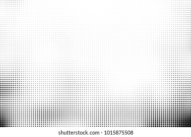 Black and white halftone vector. Texture of dots of ink in a gradient. A pattern of randomly distributed elements for print and design