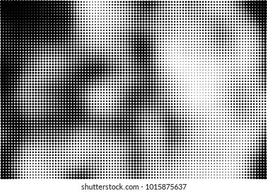 Black and white halftone vector. Texture of dots of ink in a gradient. A pattern of randomly distributed elements for print and design