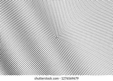 Black and white halftone vector texture. Diagonal dotted gradient. Centered dotwork surface. Vintage effect overlay textured with ink dots. Monochrome halftone background. Perforated retro design
