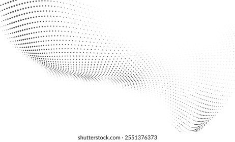 Black and White Halftone Wave Pattern, Wave halftone geometric dots, Illustration halftone effect round shape. Dynamic Vector Halftone Design for Stylish Product Graphics