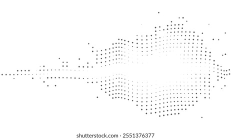 Black and White Halftone Wave Pattern, Wave halftone geometric dots, Illustration halftone effect round shape. Dynamic Vector Halftone Design for Stylish Product Graphics