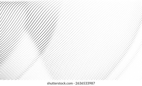 Black and White Halftone Wave Pattern, Wave halftones geometric dots, Illustration halftone effect round shape. Dynamic Vector Halftone Design for Stylish Product Graphics
