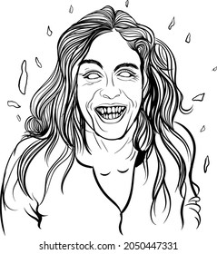 Black white halloween element, line art 
