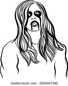 Black white halloween element, line art 