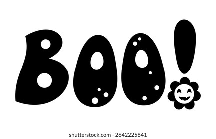 Black and white Halloween isolated doodle. Spooky seasonal object, hand drawn vector illustration