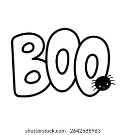 Black and white Halloween isolated doodle. Spooky seasonal object, hand drawn vector illustration