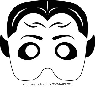Black and White Halloween Mask. Isolated Silhouette on White Background. Vector Illustration