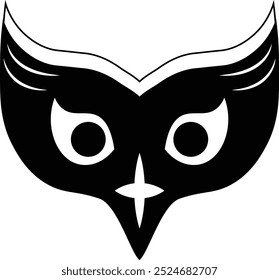 Black and White Halloween Mask. Isolated Silhouette on White Background. Vector Illustration